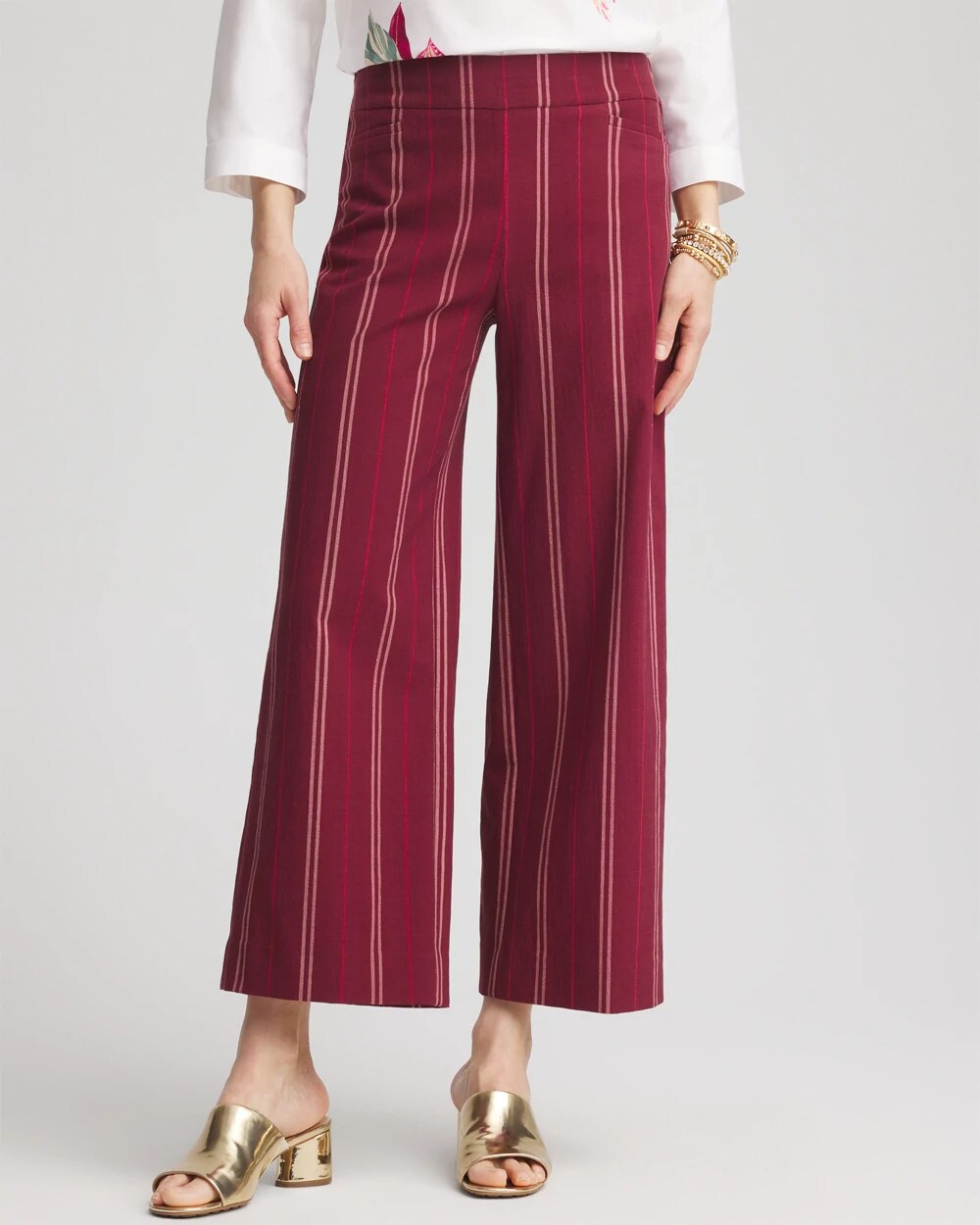 Brigitte™ Striped Slub Wide-Leg Cropped Pants | Chico's